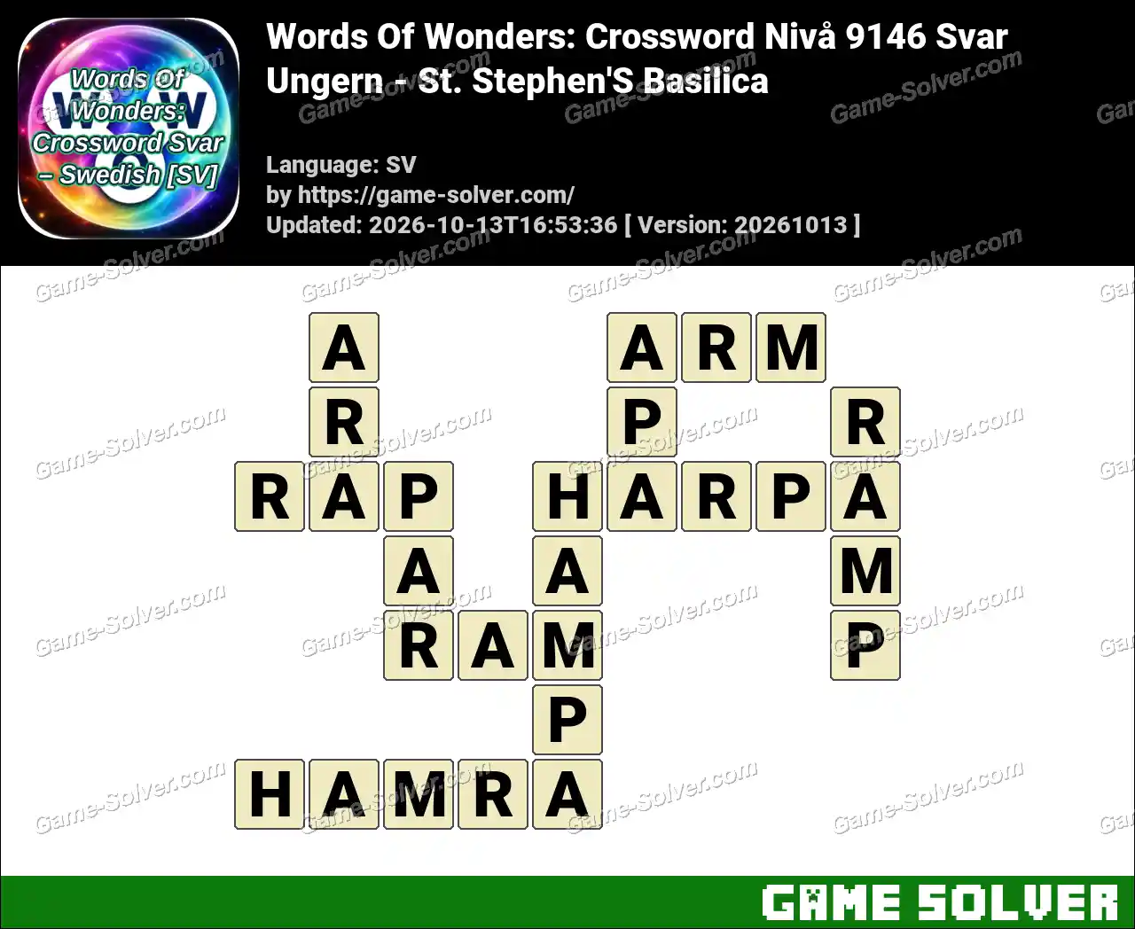 Words Of Wonders: Crossword Nivå 9146 Svar – Ungern – St. Stephen’S Basilica